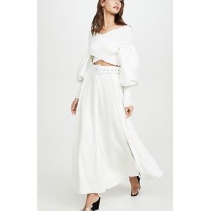 N DUO Vanilla Sky white maxi slit belted skirt